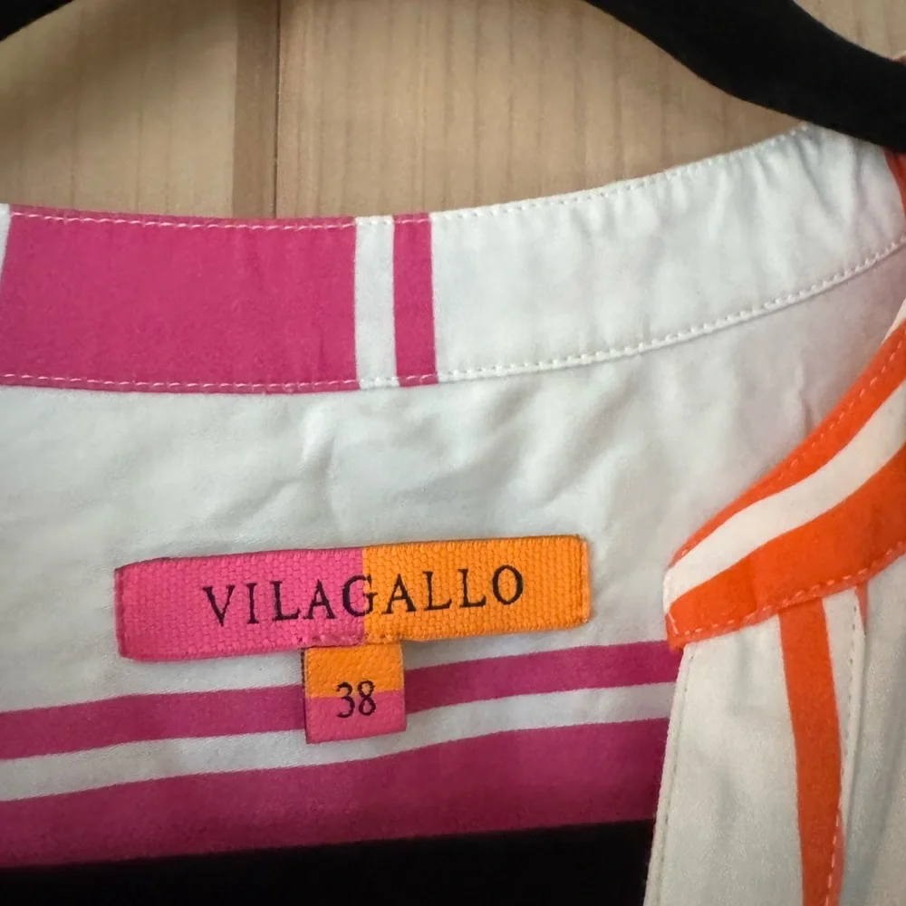 Vilagallo Pink & Orange Striped V-Neck Tunic - Picture 2 of 6